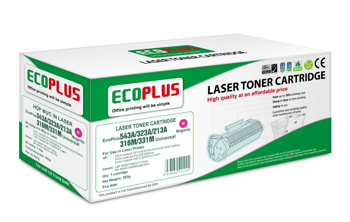 Mực in laser màu đỏ EcoPlus 543A/323A/213A/ 316M/331M